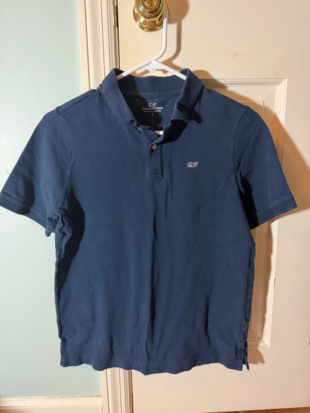 Vineyard Vines boys Navy Polo with Whale Logo